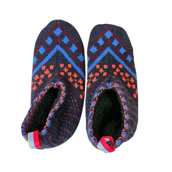 Bombas Women's S Sherpa-Lined Blue Orange Green Gripper Sock Slippers - Picture 4 of 11